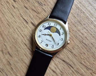 Seiko Avenue Vintage Moonphase Watch, Quartz Watch Real Moon