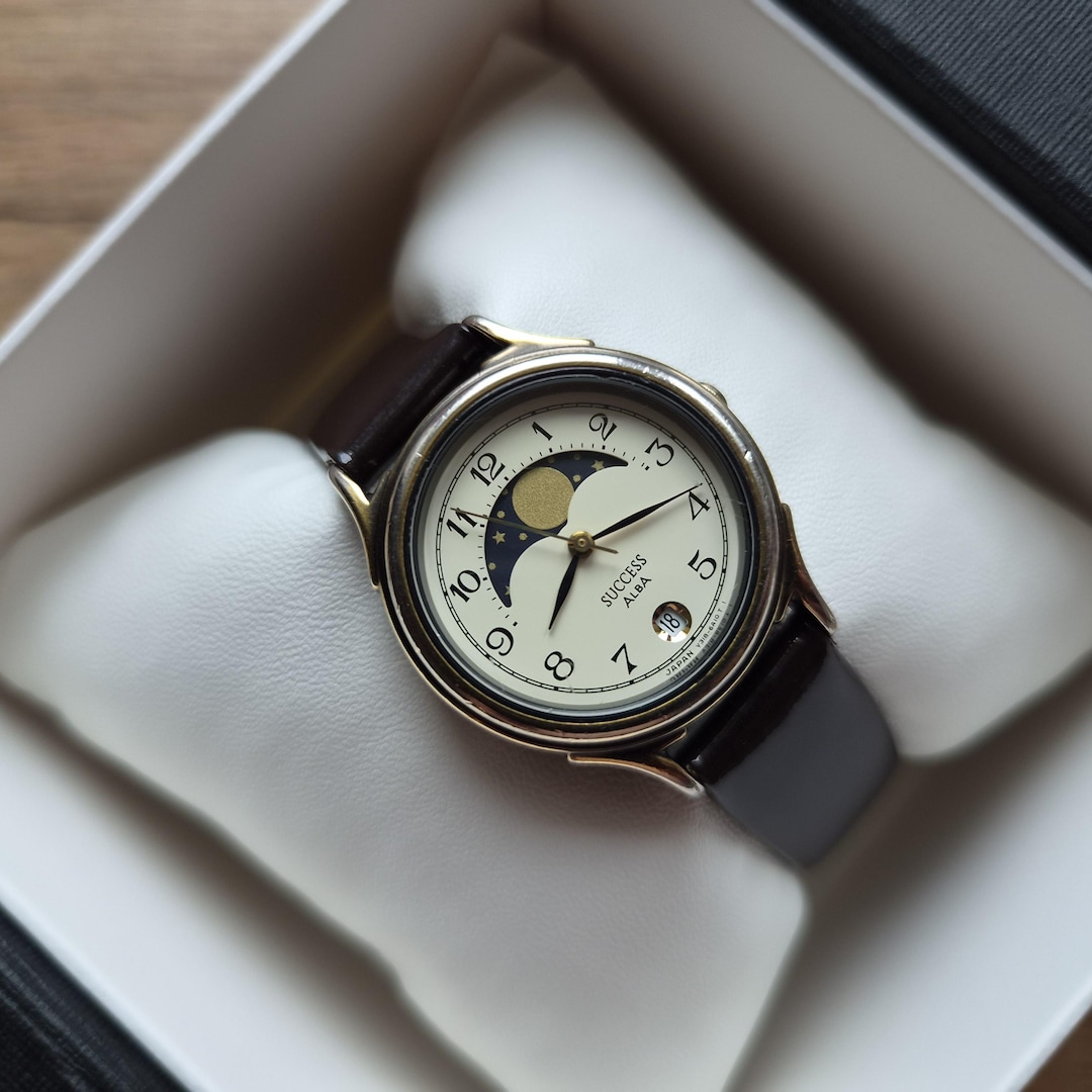 ALBA Seiko SUCCESS Moonphase Watch, Quartz Watch, Real Moon Phases