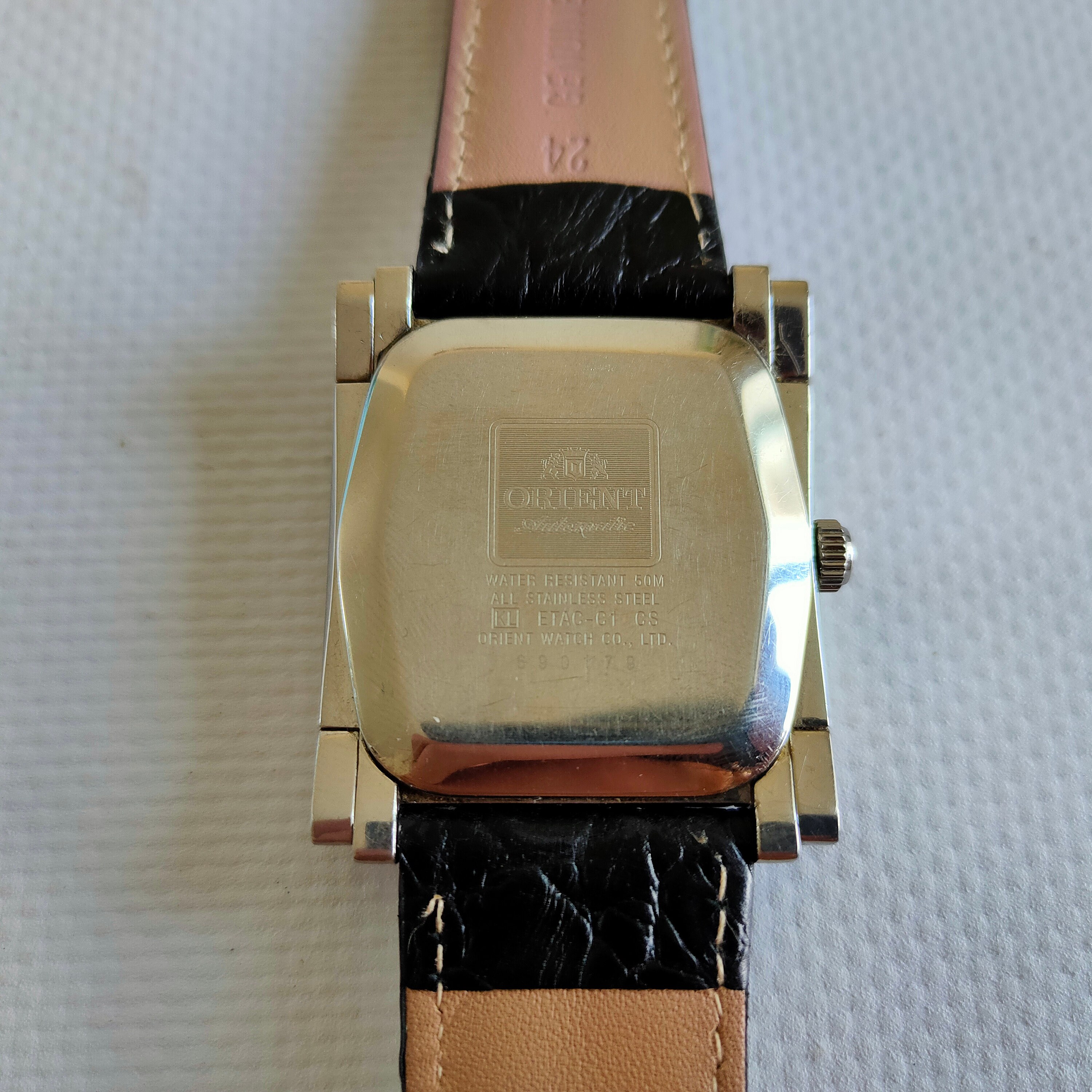 Orient Square Watch, Vintage Orient, Automatic Watch, Day and Date 