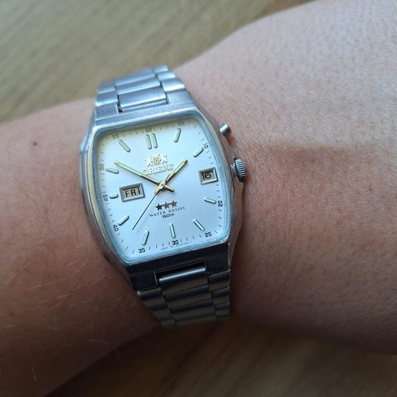 Square Orient white watch, Automatic mechanical w… - image 3