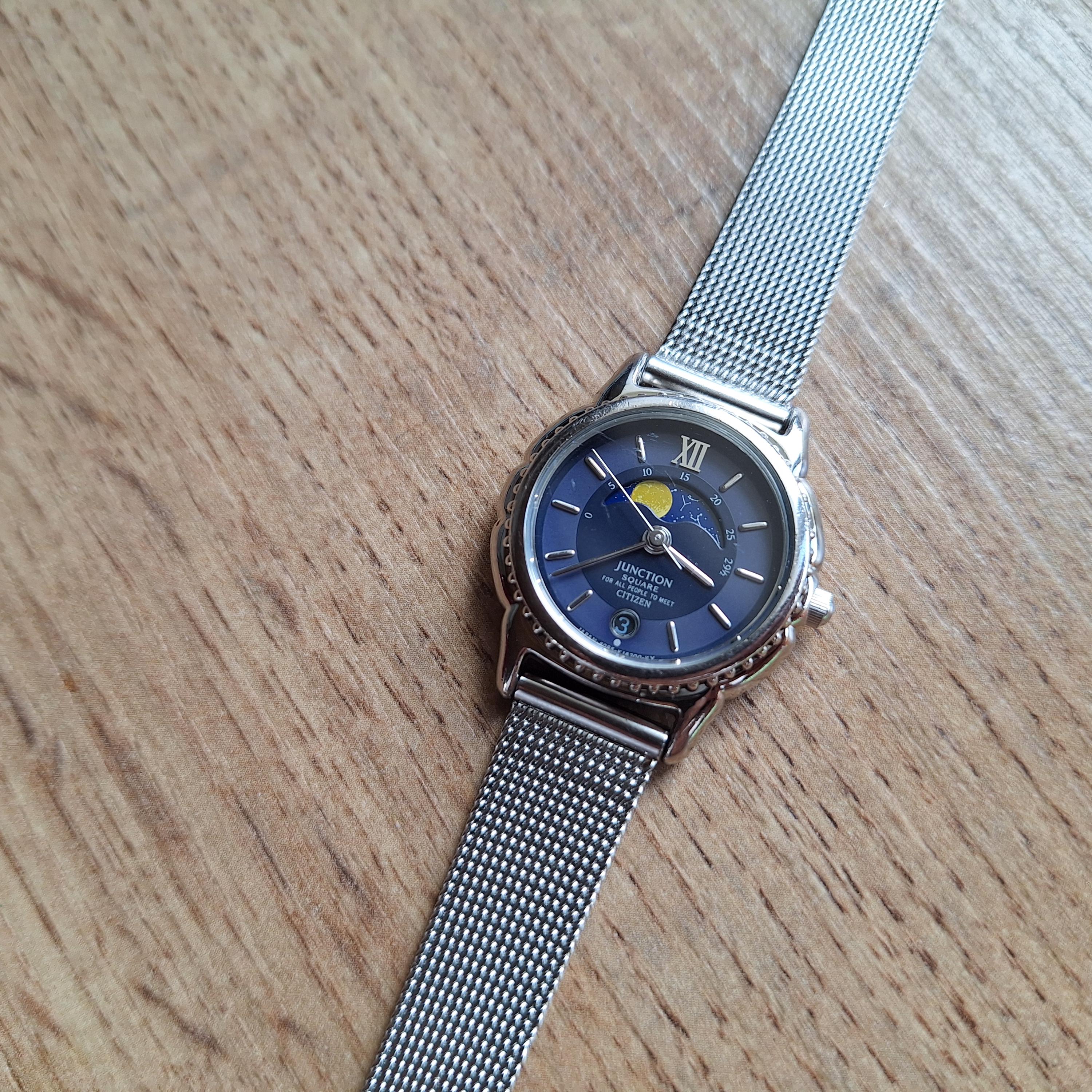 Citizen Junction Square Quartz Watch With Moon Phases Calendar 