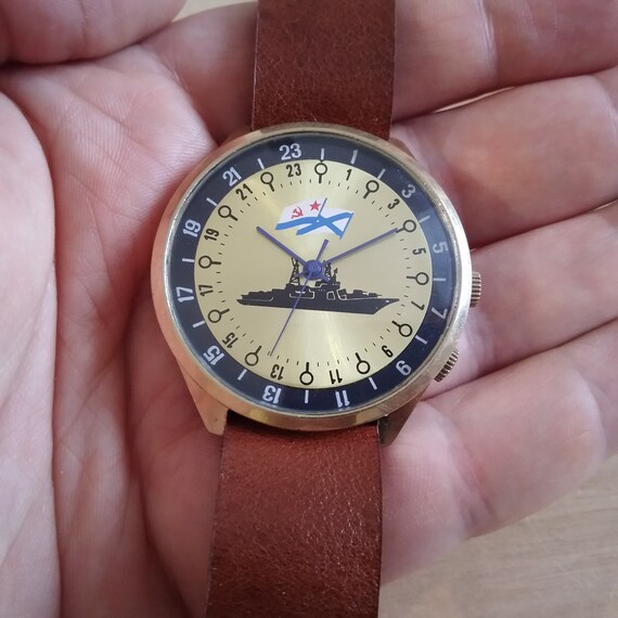 Raketa 24 uur raketa met schip Raketa horloge 24-uurs | Etsy België