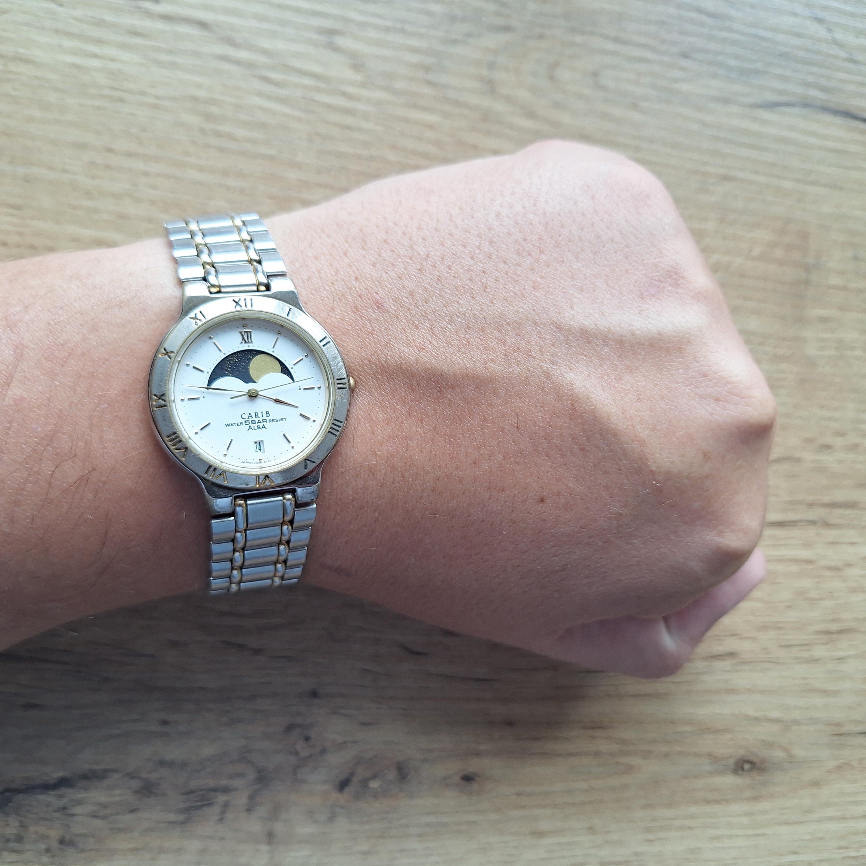 ALBA セイコー カリブ ムーンフェイズ ウォッチ、リアルムーンフェイズ