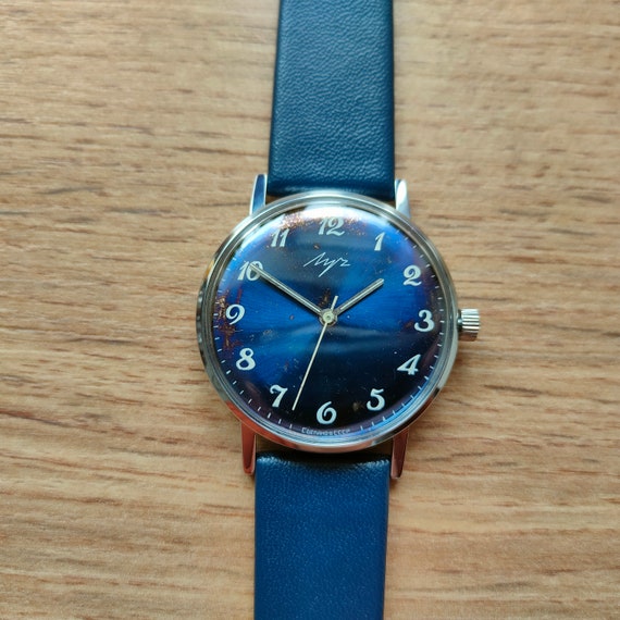 Rare blue soviet Luch watch, soviet watch, men wa… - image 1