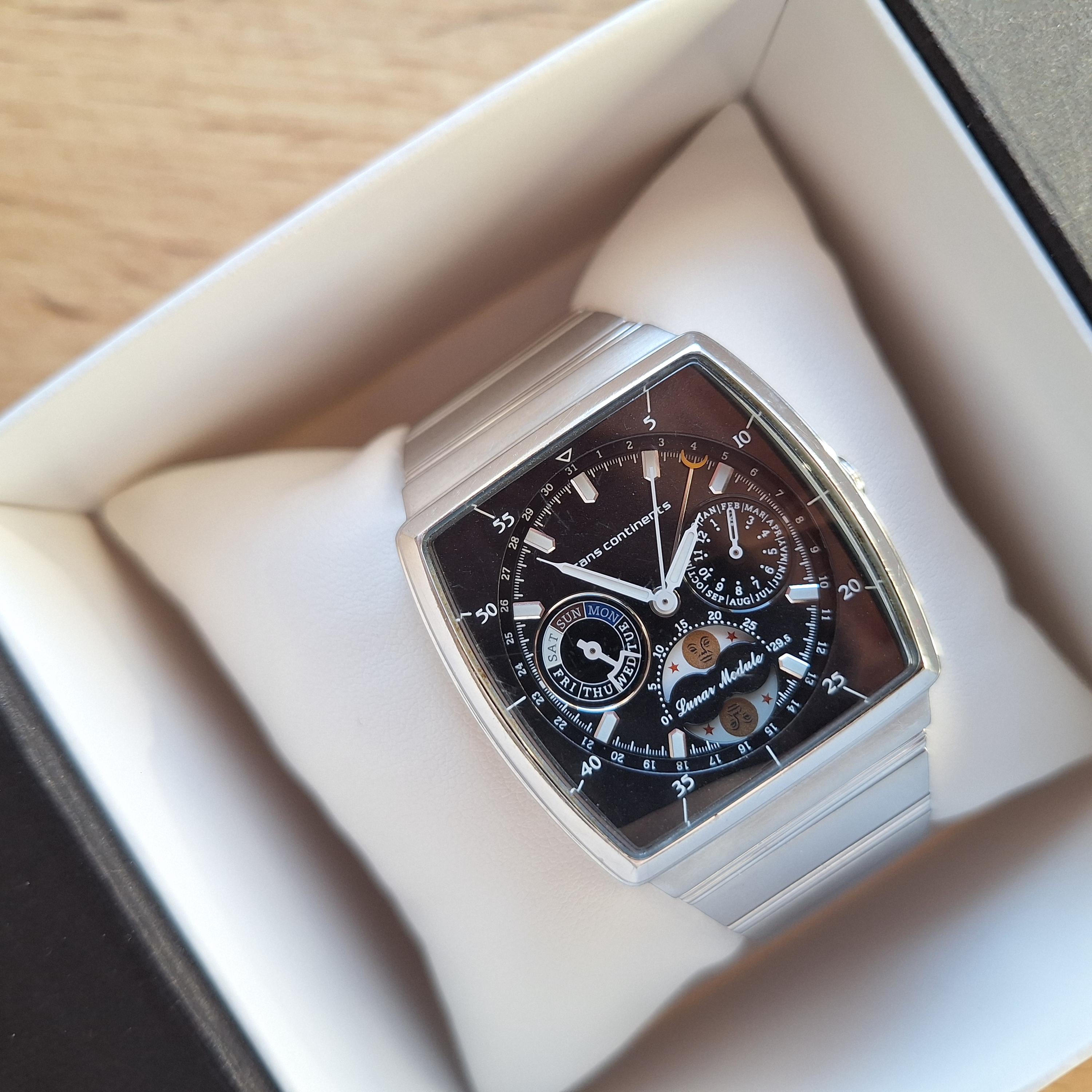 Trans Continents Moonphase Watch, Quartz Watch, Real Moon Phases 