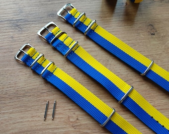 Nylon band OEKRANE, bid Oekraïne kleur 18 mm 20 mm 22 mm vervangende armband, horlogeband, Oekraïense band, band voor horloge Blauwe en gele band