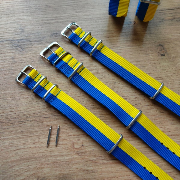 Nylon Strap UKRAINE, pray Ukraine color 18mm 20mm 22mm Replacement Bracelet, Watch band, Ukraine band, Strap for watch Blue and yellow strap