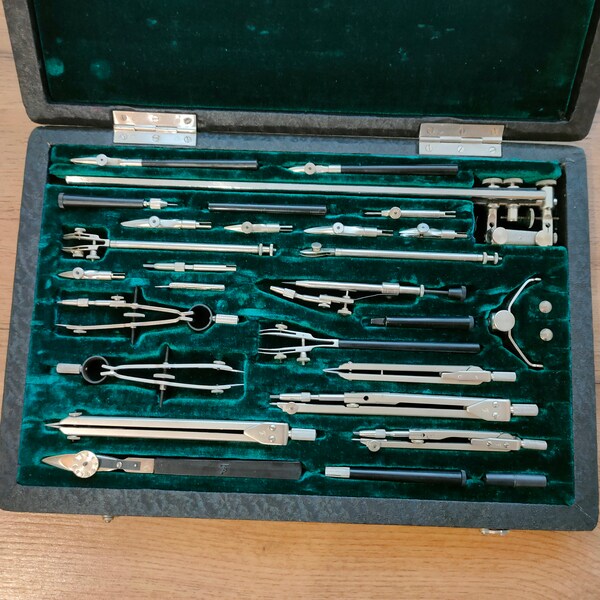 Professional Drawing Set, Drafting tools, Drafting Set, Drawing Instruments, big Case Instruments