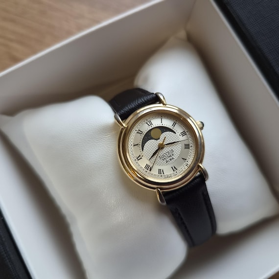 ALBA Seiko Success Vintage Moonphase Watch, Quartz Watch Real Moon