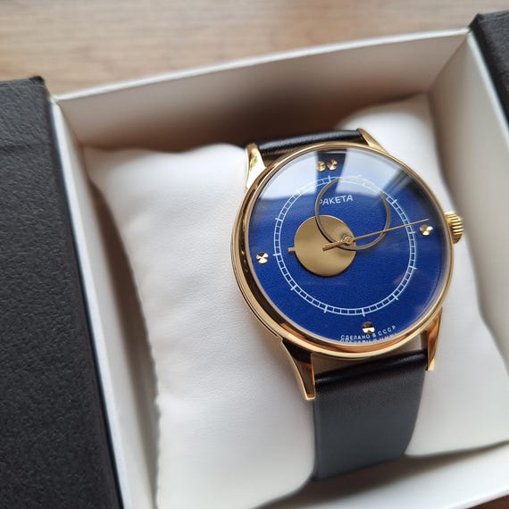 Raketa watch COPERNICUS, Copernic watch, Moon Sun watch, Soviet watch, Mens watch, Mechanical watch, boyfriends watch, blue watch