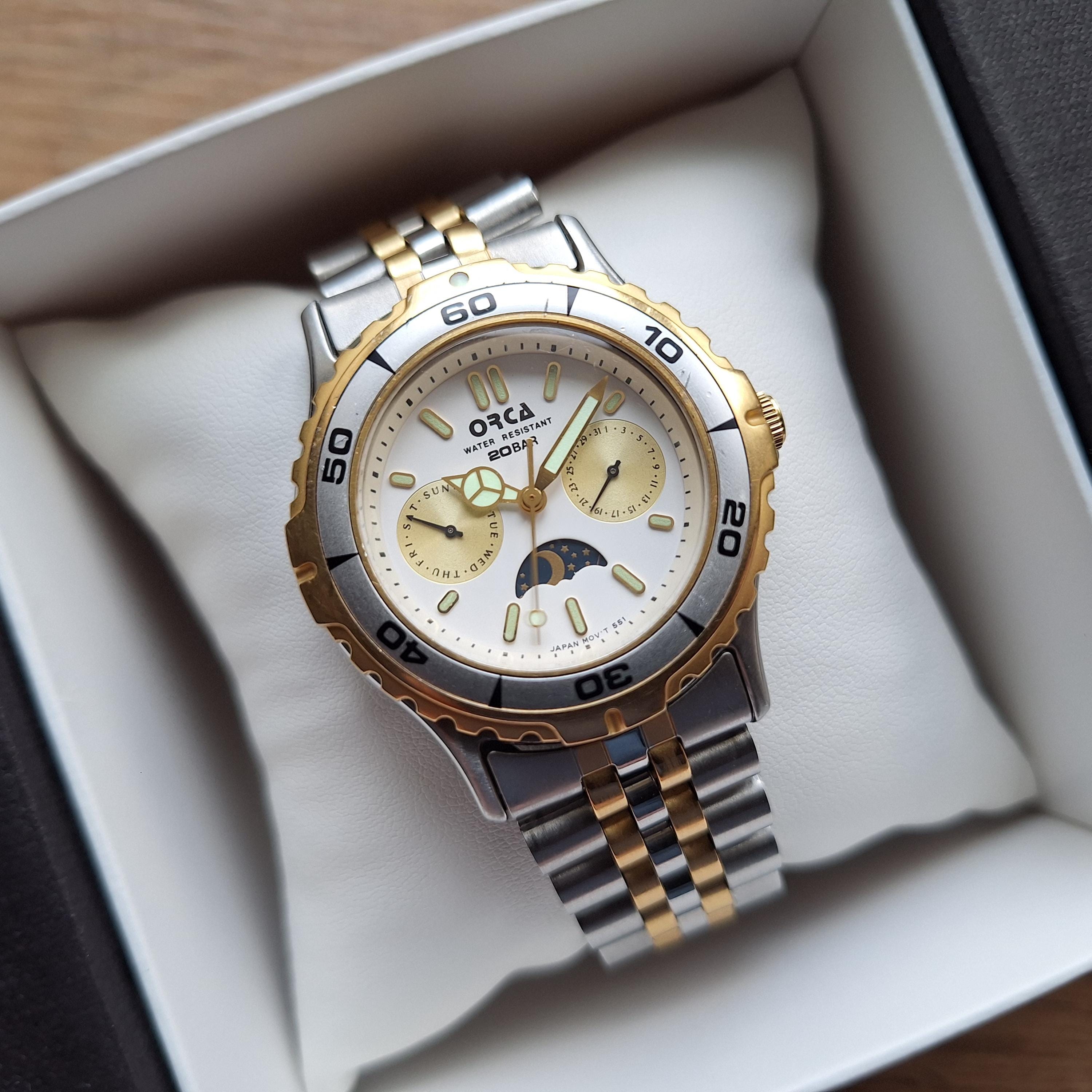 ORCA Day Night Watch, Day Night Indicator Watch, Sun Moon Quartz