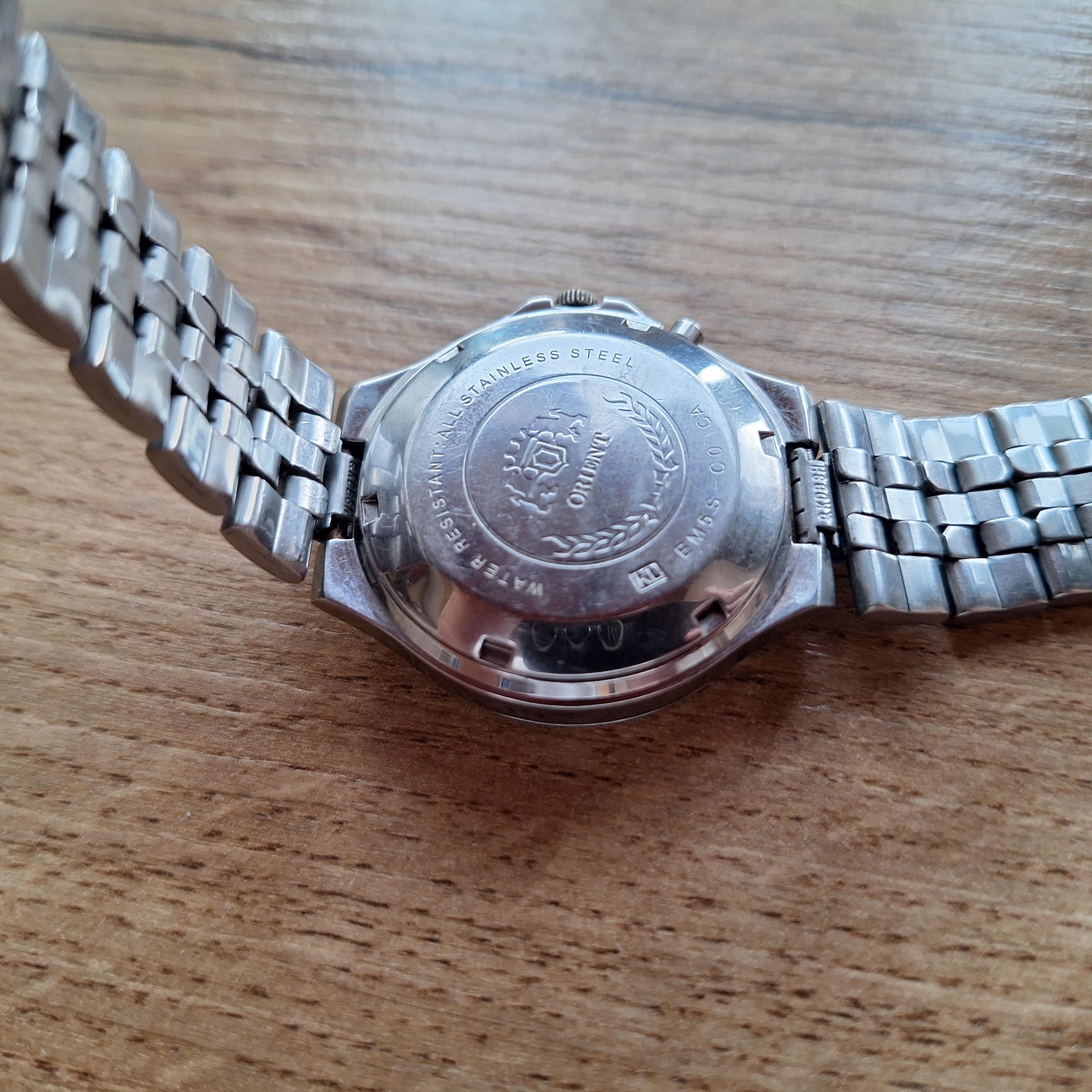 ヴィンテージ オリエント 自動巻き腕時計：ブルー文字盤、デイデイト