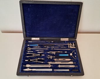 Professional Drawing Set, Drafting tools, Drafting Set, Drawing Instruments, big Case Instruments
