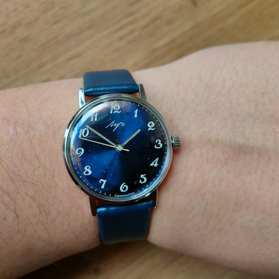 Rare blue soviet Luch watch, soviet watch, men wa… - image 5