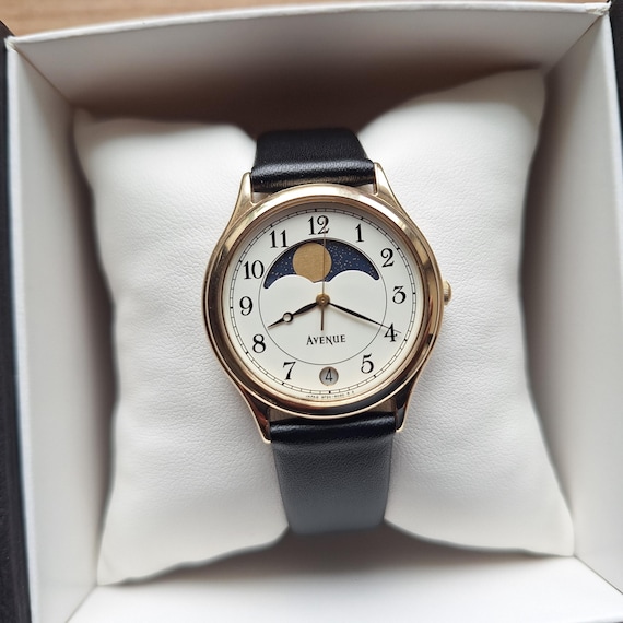 SEIKO セイコー AVENUE アベニュー ムーンフェイズ クォーツ 腕時計 Seiko Avenue Vintage Moonphase Watch, Quartz Watch Real Moon