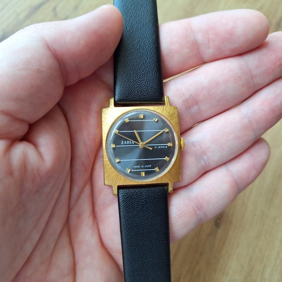 ZARJA square watch, Soviet watch, classic slim wa… - image 2