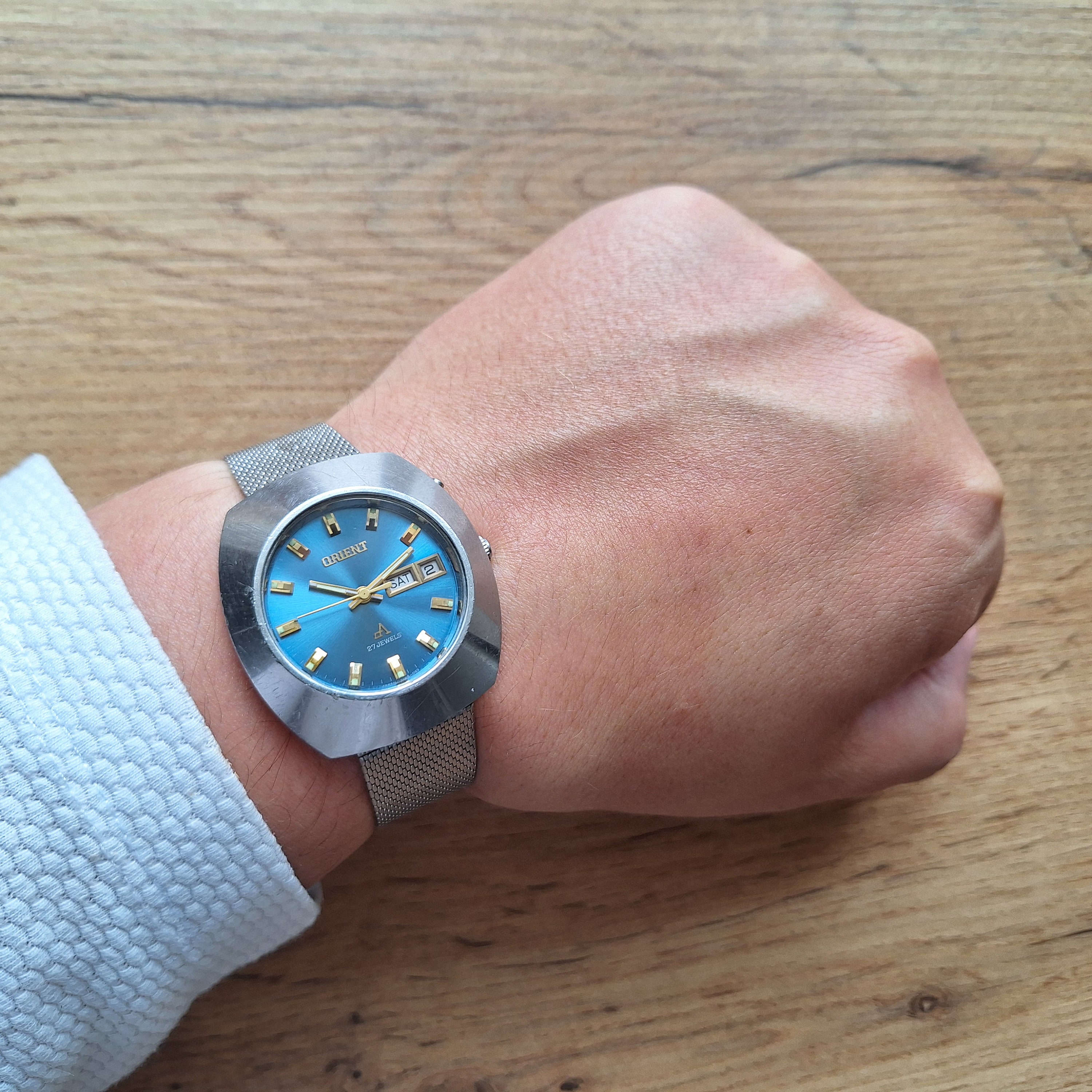 Rare Vintage Orient Chrono Ace Mexican Blue Watch, Rare Blue