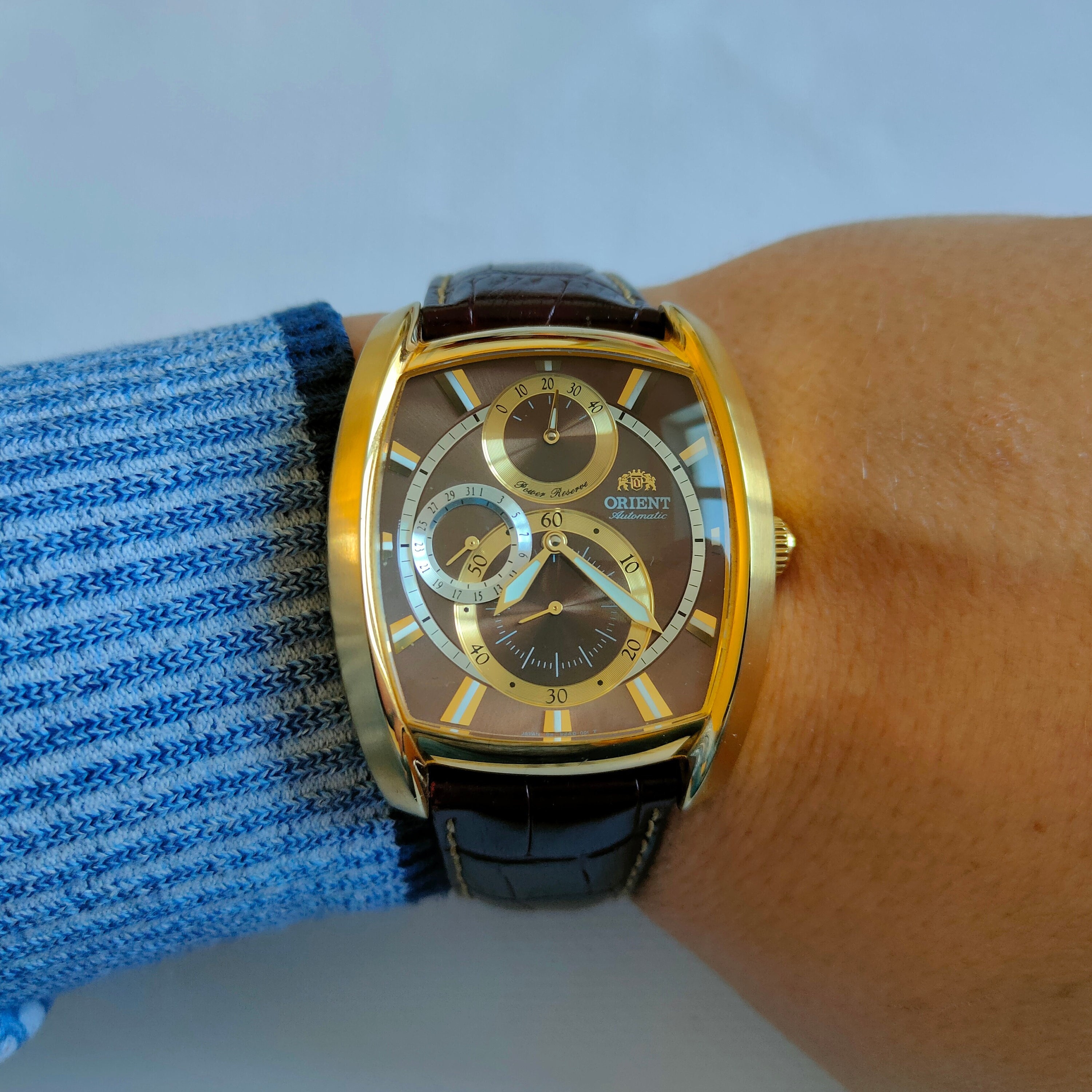 Orient Power Reserve Watch, Square Orient Watch, Large Watch