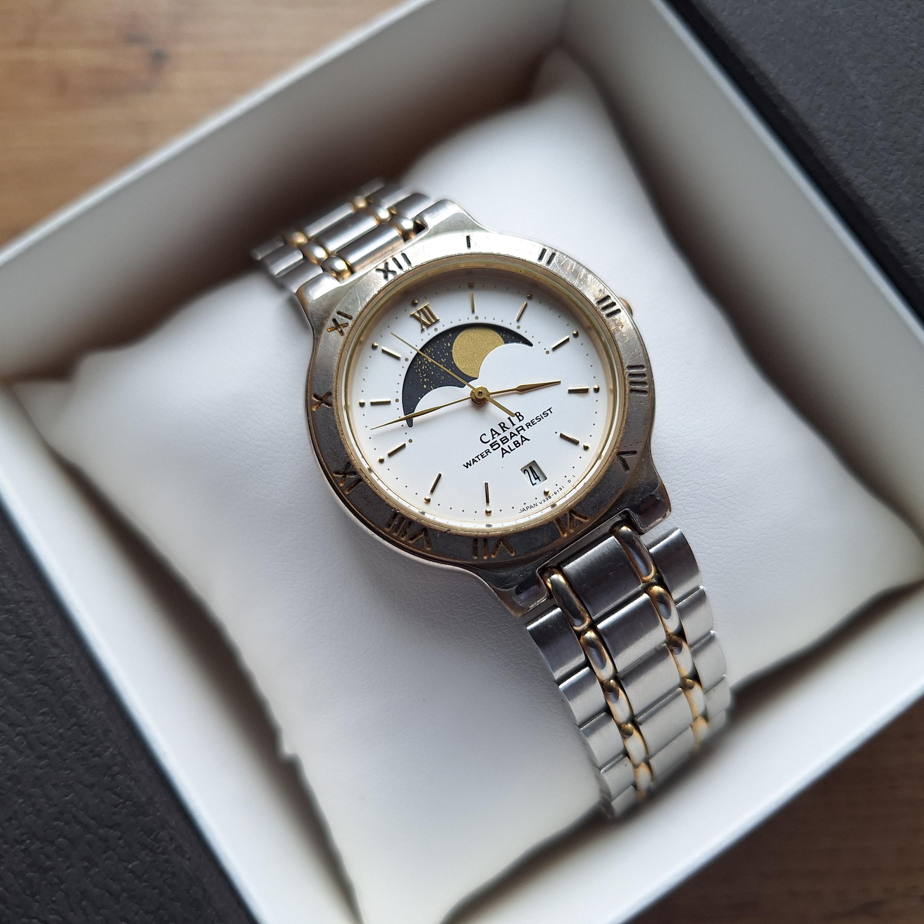 ALBA セイコー カリブ ムーンフェイズ ウォッチ、リアルムーンフェイズ