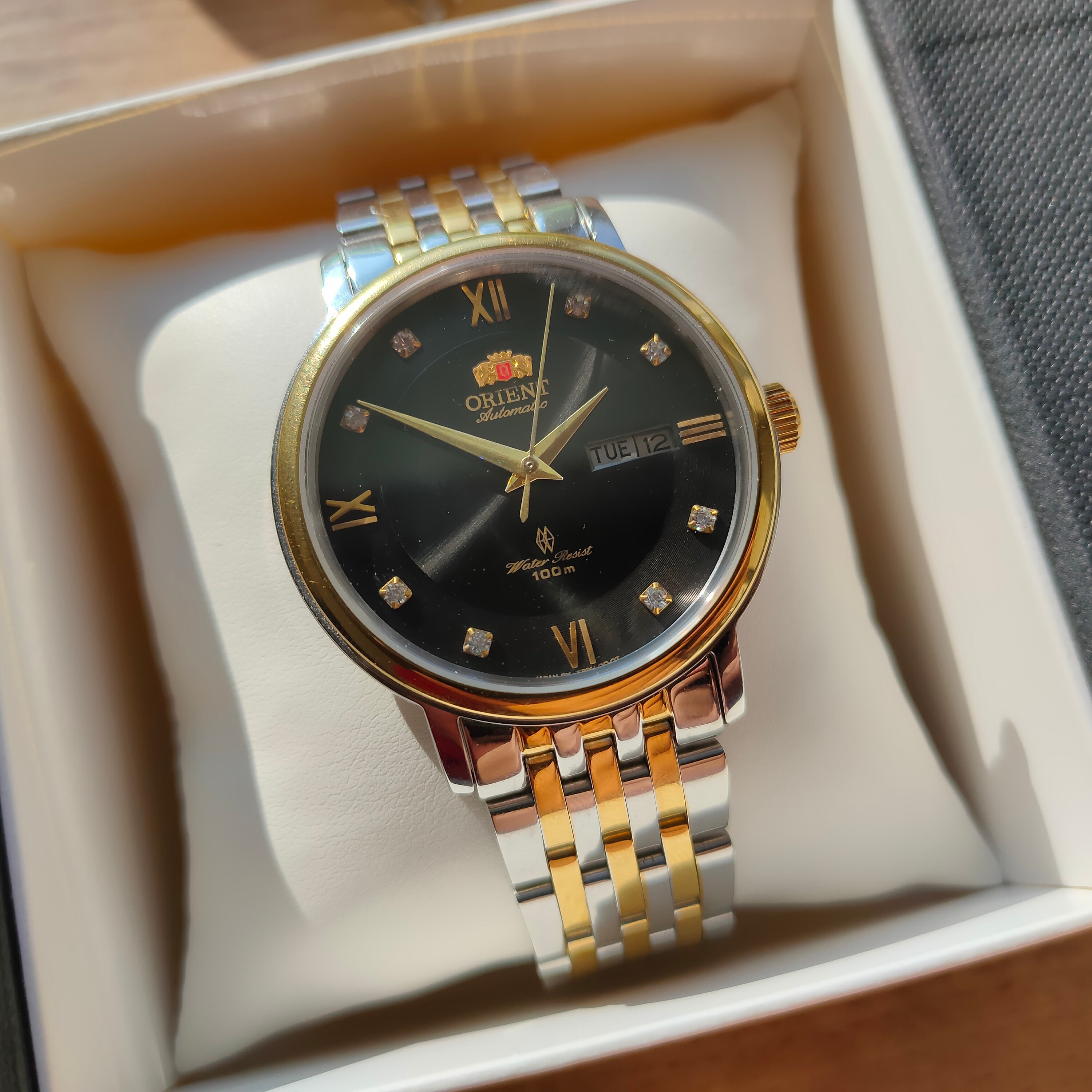 Vintage Orient Classic Watch, Orient Day Date Watch, Black Watch