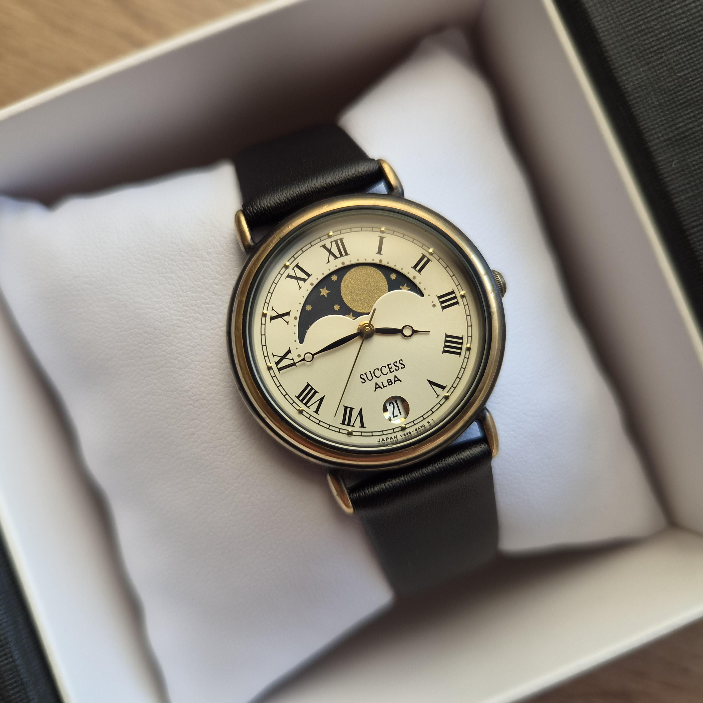 ALBA Seiko SUCCESS Moonphase Watch, Quartz Watch, Real Moon Phases 