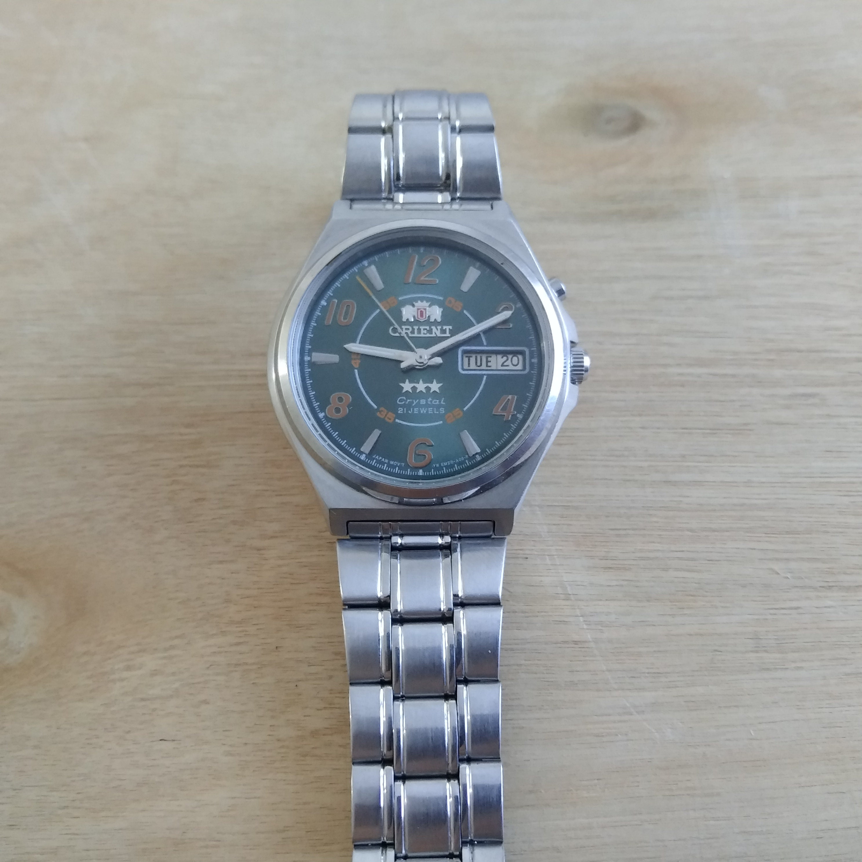 Vintage Orient Watch, Green Dial, Mechanical Automatic Watch