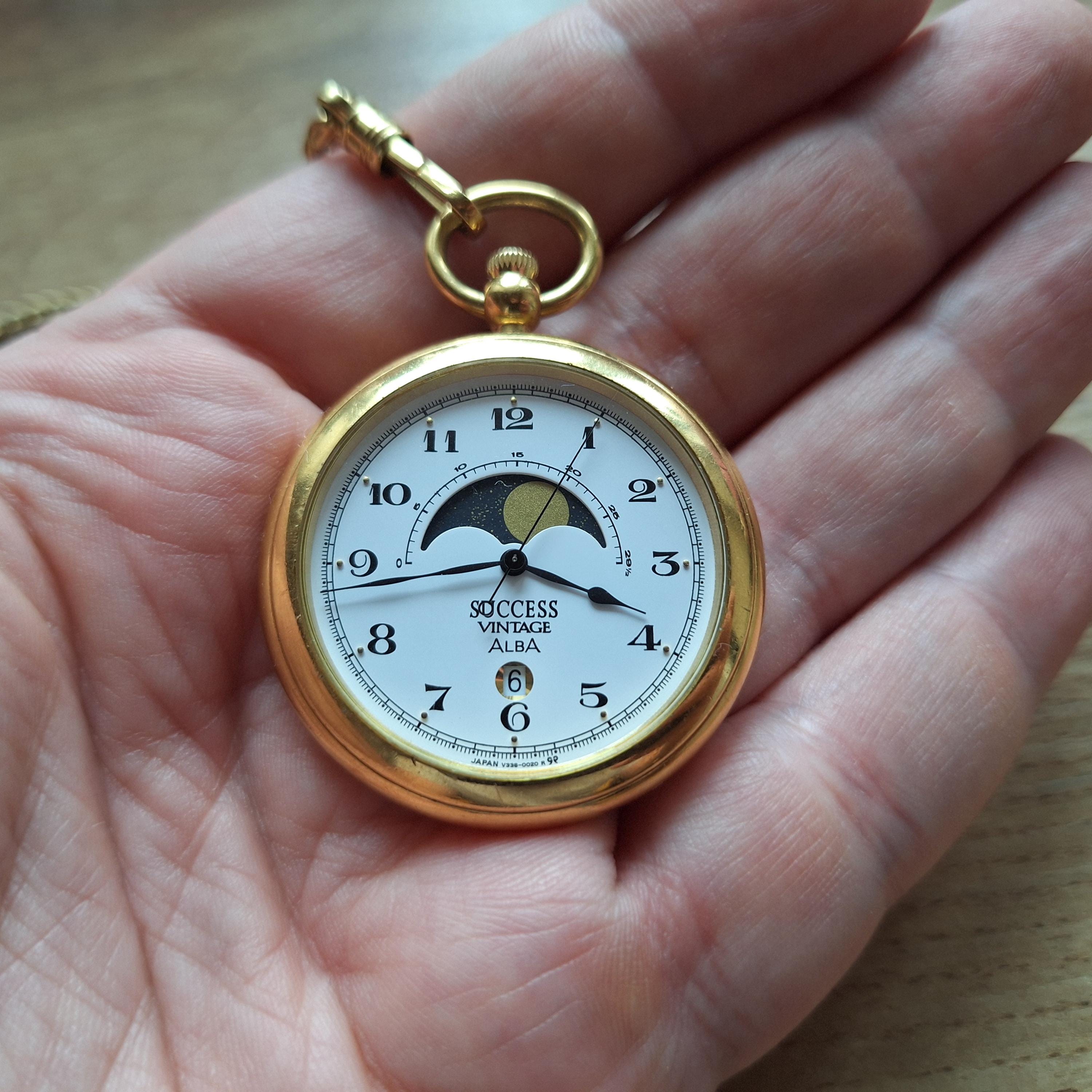 Alba Pocket Watches, Seiko Alba Moon Phase Watch, Vintage Watch