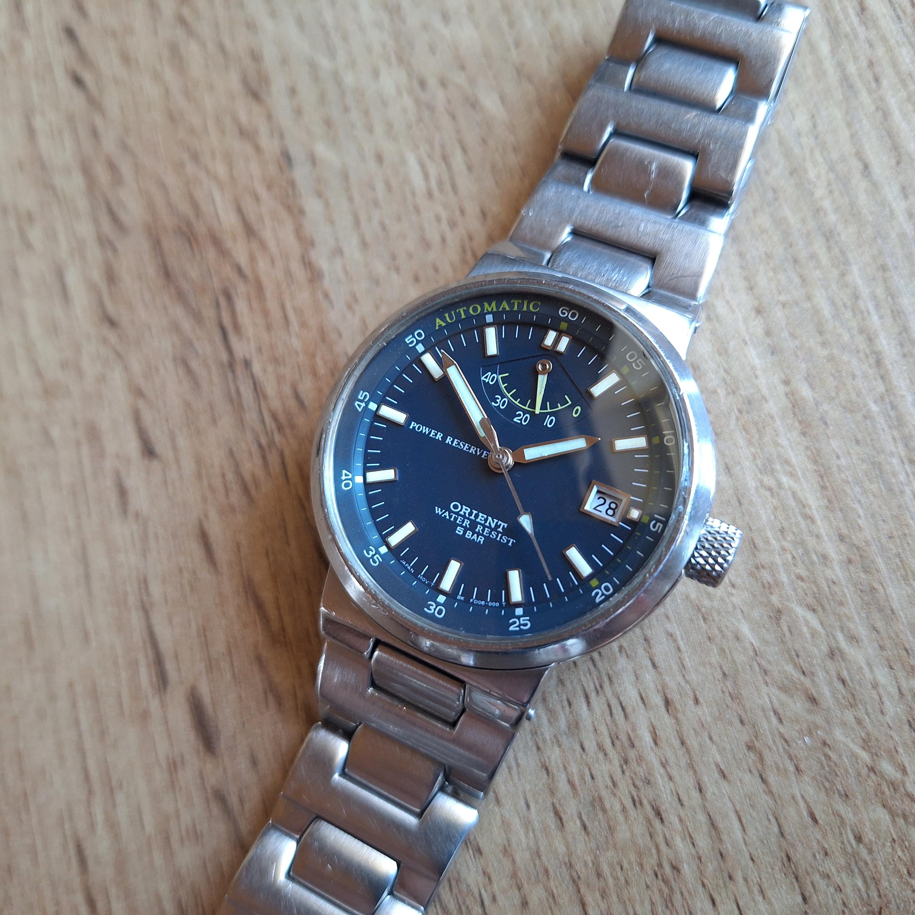 Vintage Orient Power Reserve Automatic Watch - Blue Dial, Japan