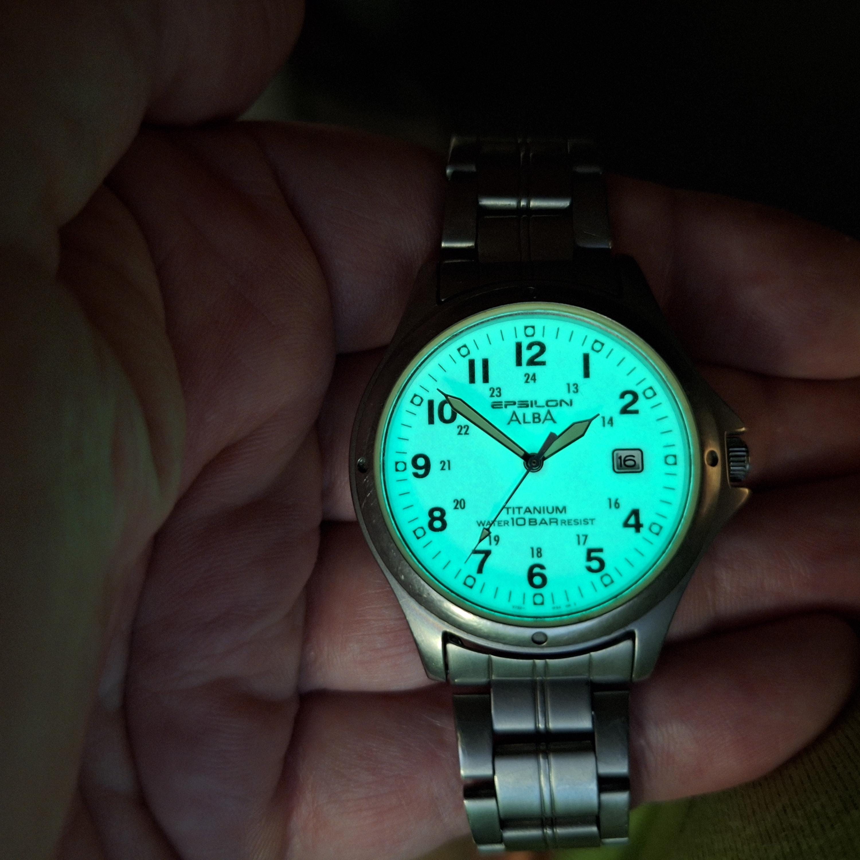 Vintage Seiko Alba Epsilon Titanium Watch: Luminous Dial Japan 