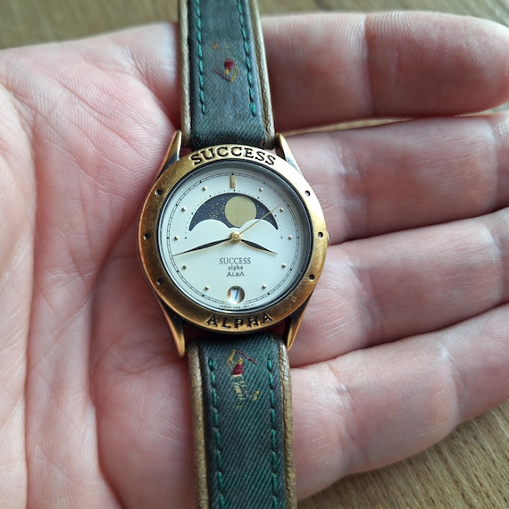ALBA Seiko SUCCESS Alpha Vintage Moonphase Watch, Quartz Watch