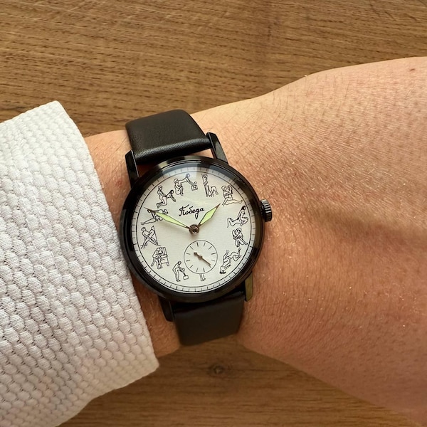 Pobeda Kamasutra watch, Soviet watch, USSR wrist watch, Gift for him, Gift for Her, white watch, love watch, valentines day gift, cool gift
