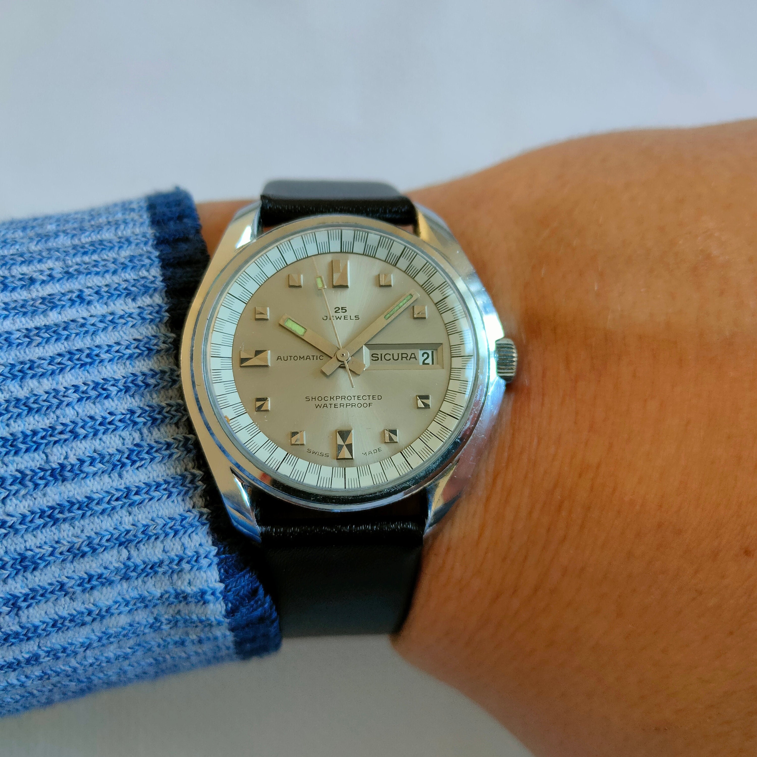 RARE SICURA Automatic watch Rare Swiss watch mechanical watch Swiss Watch 25 jewels Shockresistant watch