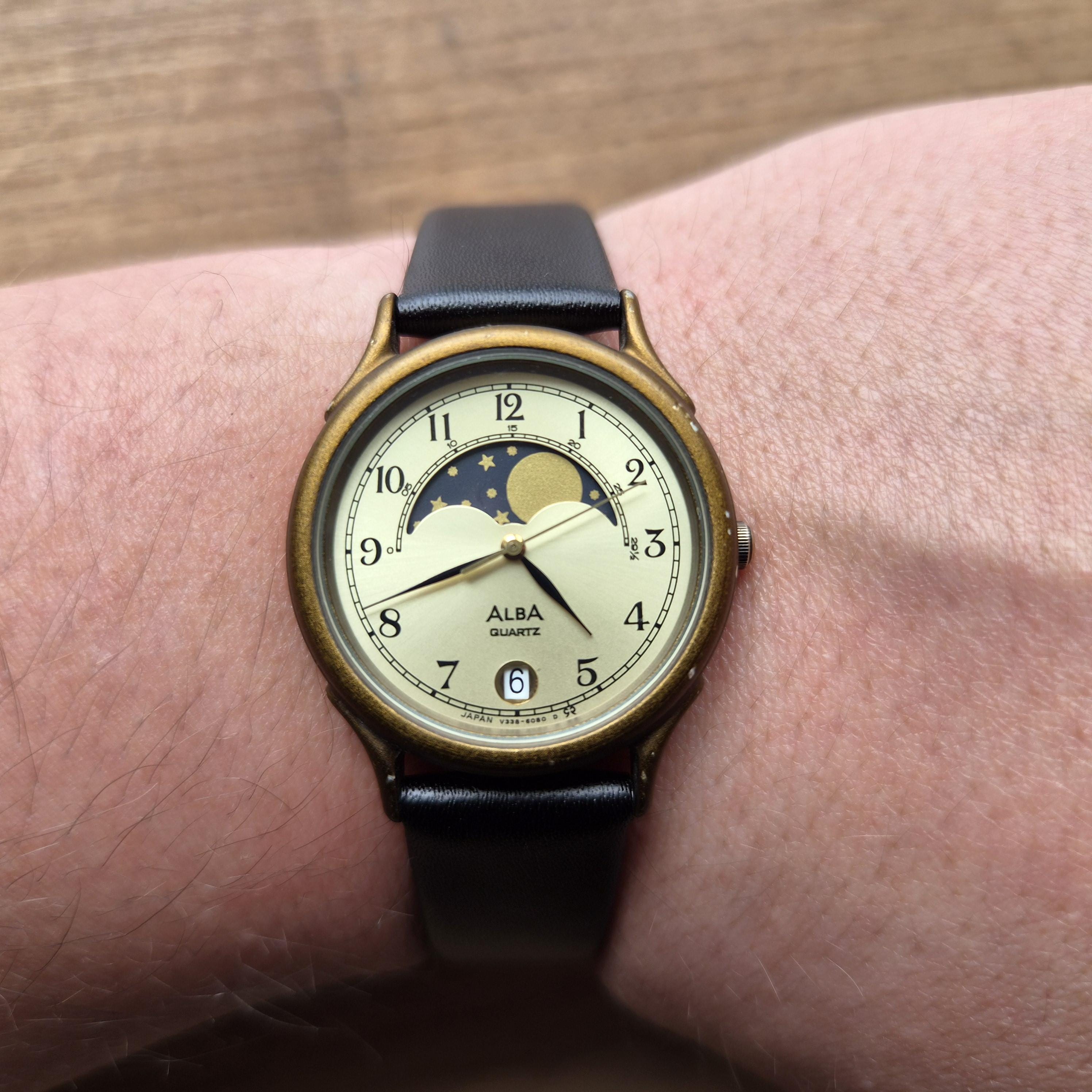 ALBA Seiko SUCCESS Moonphase Watch, Quartz Watch, Real Moon Phases