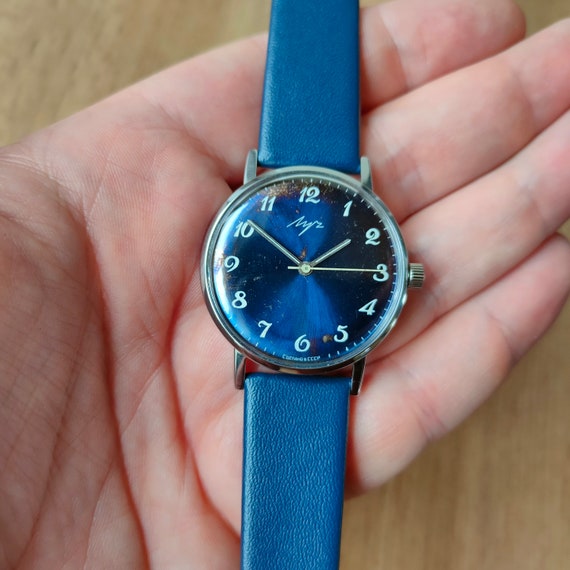 Rare blue soviet Luch watch, soviet watch, men wa… - image 9
