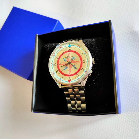 Montre RAKETA rose des vents montre boussole solaire montre URSS