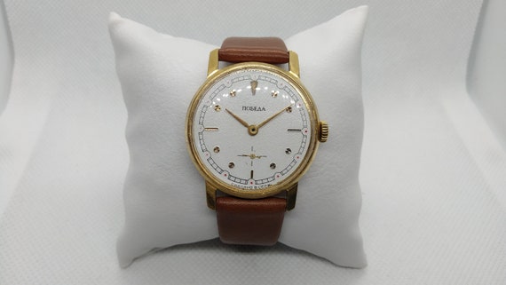 Soviet watch Pobeda, Gold plated case, Watch Victo