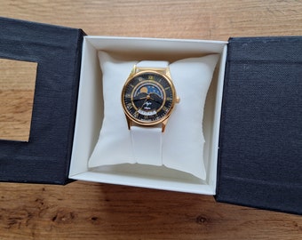 NEW Luch Moonphase watch, Black new watch, Soviet watch, moon phase watch,  rare soviet watch, moon watch