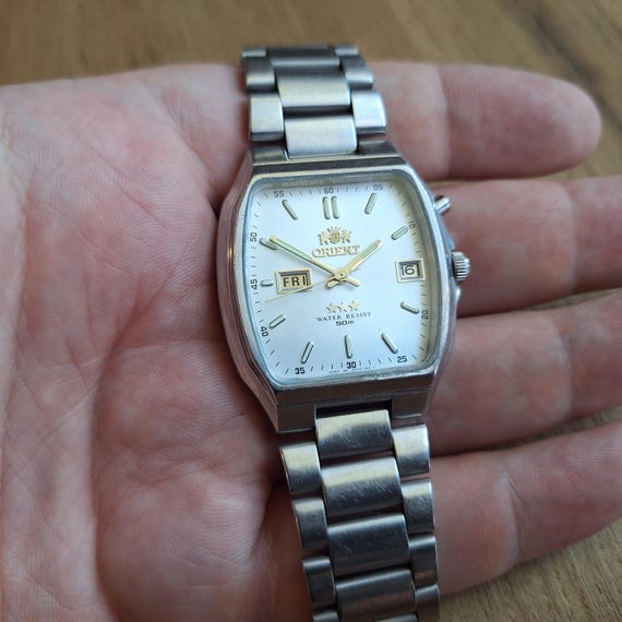 Square Orient white watch, Automatic mechanical w… - image 4