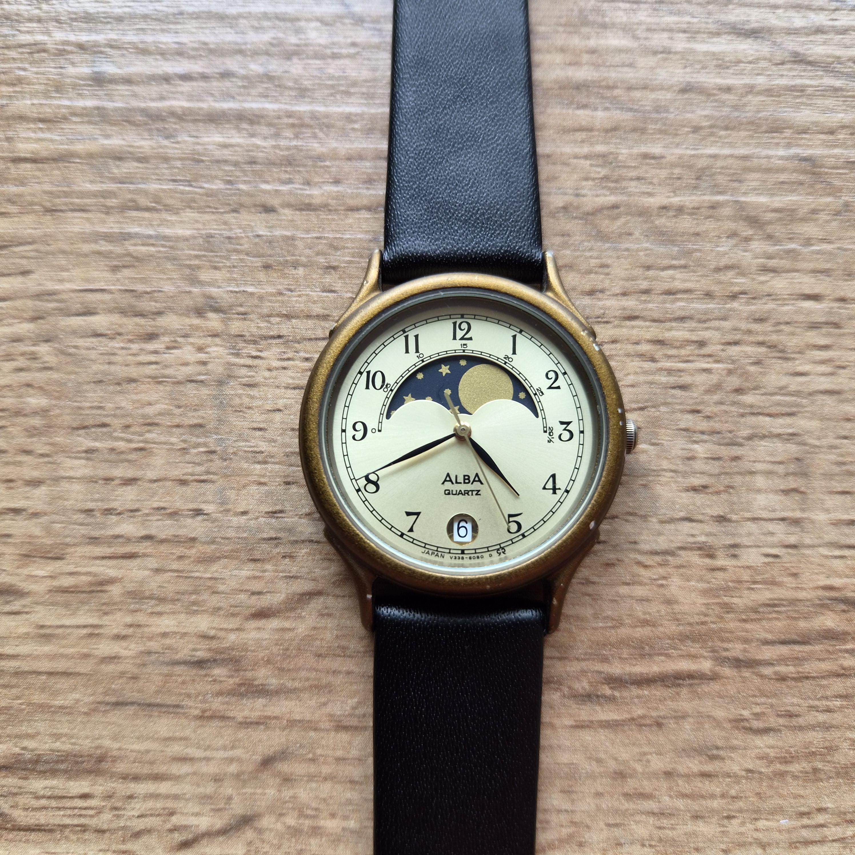 ALBA Seiko SUCCESS Moonphase Watch, Quartz Watch, Real Moon Phases