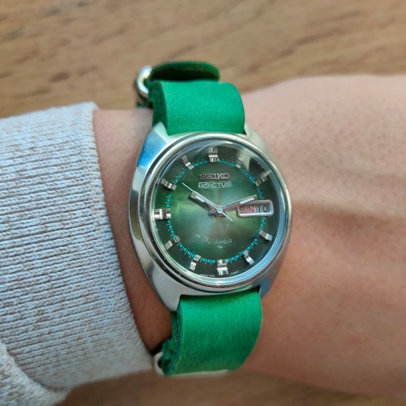 Rare SEIKO 5 ACTUS Ref. 7019-7350, Vintage Rare Green Japan Watch