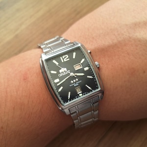 Rare Square orient watch, black mens watch, Vintage watch, Automatic watch, Japan watch, mechanical watch, classic mens watch