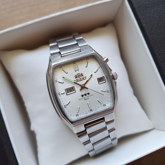 Square Orient white watch, Automatic mechanical w… - image 1