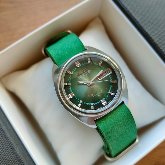 Rare SEIKO 5 ACTUS Ref. 7019-7350, Vintage Rare Green Japan Watch