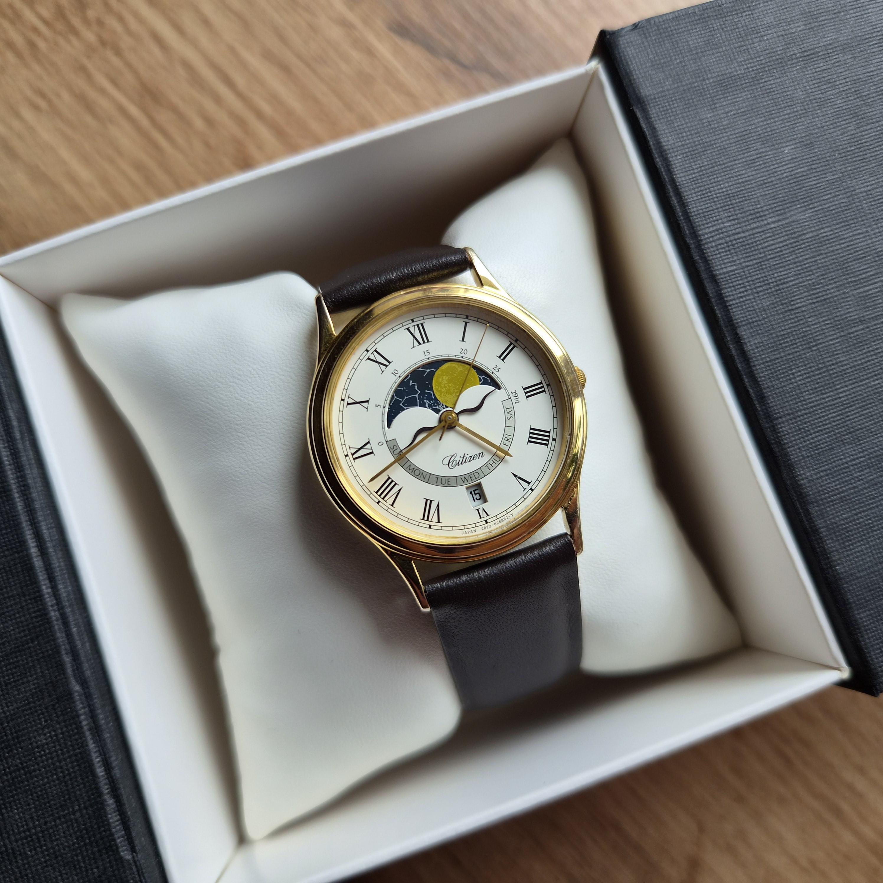 Rare Citizen Lighthouse Moon Watch, Vintage Watch With Moon Phase