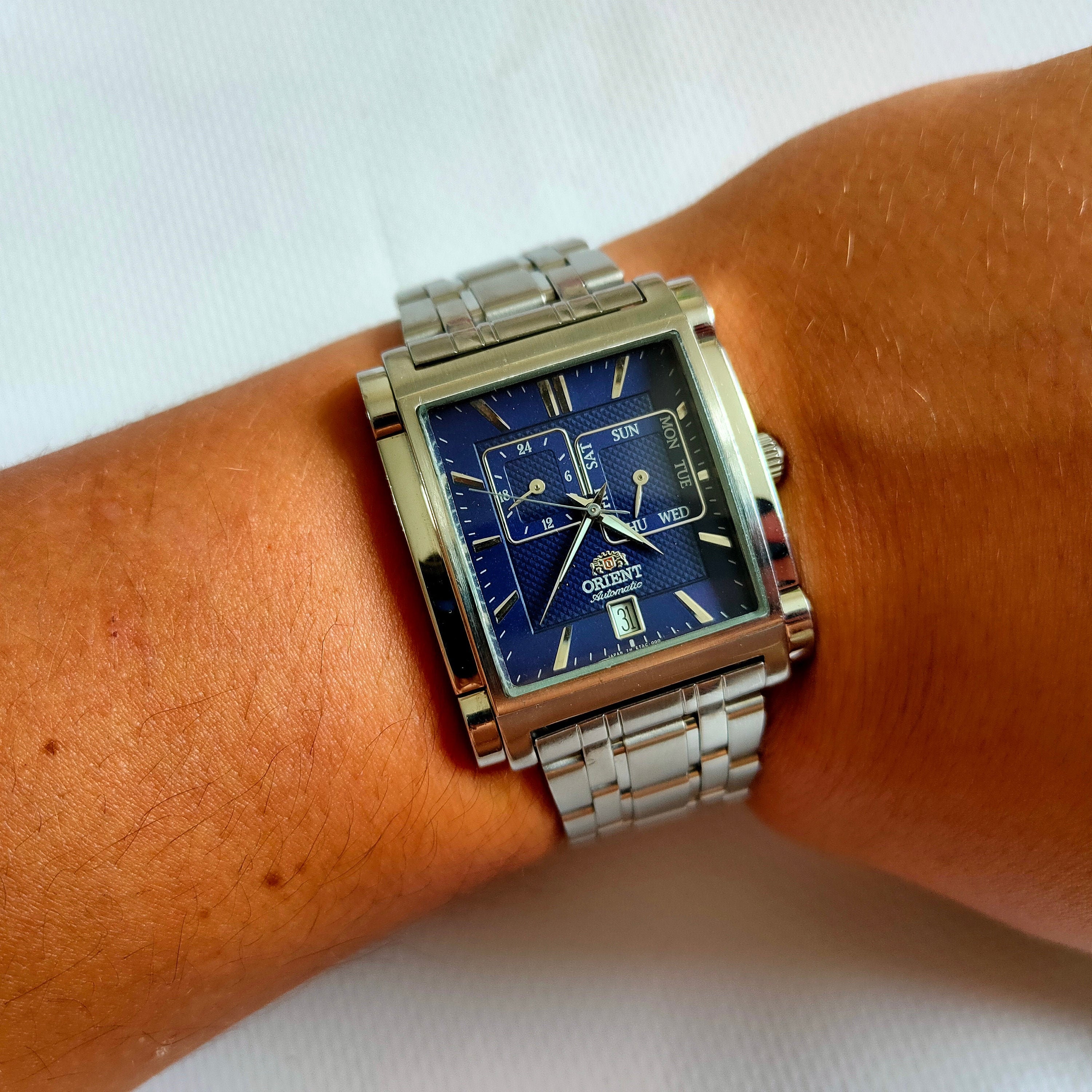 Orient watch Square orient watch Blue watch Vintage watch Etsy
