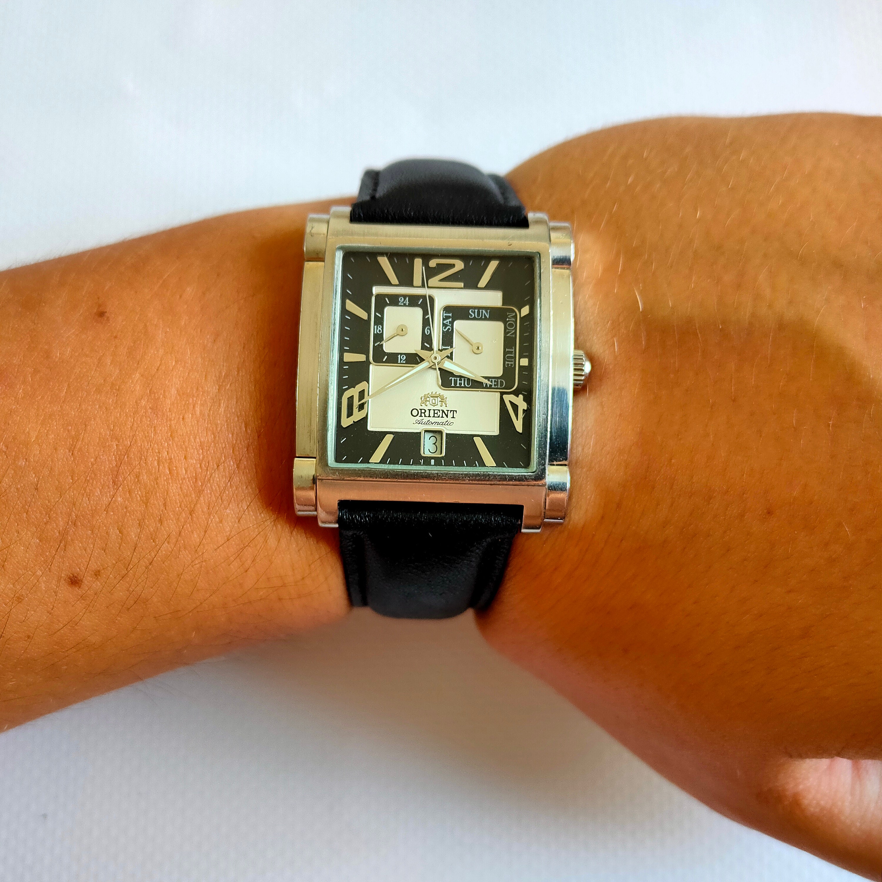Orient Square Watch, Vintage Orient, Automatic Watch, Day and Date