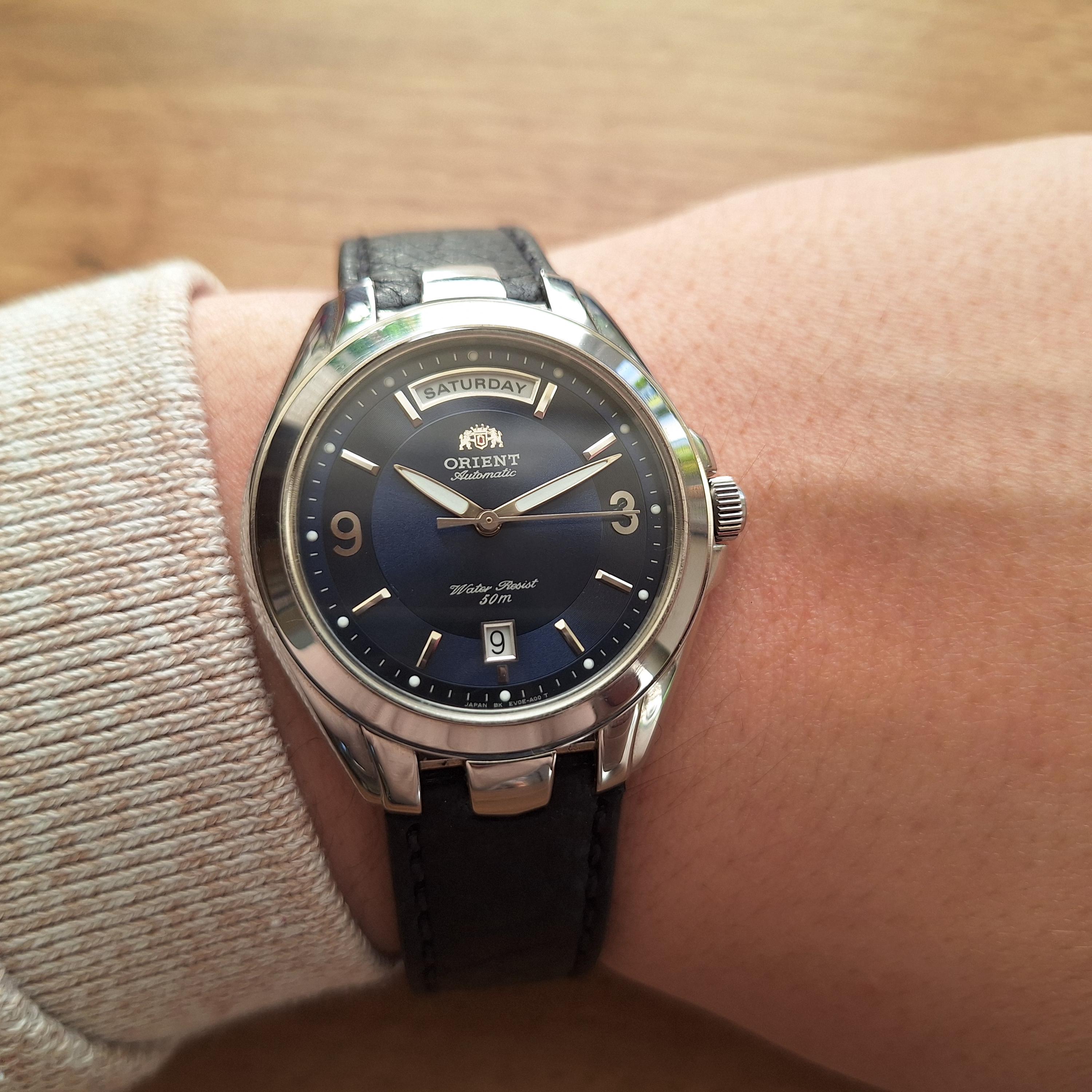 Rare Vintage Orient PRESIDENT Day Date Blue Watch, Automatic Watch 