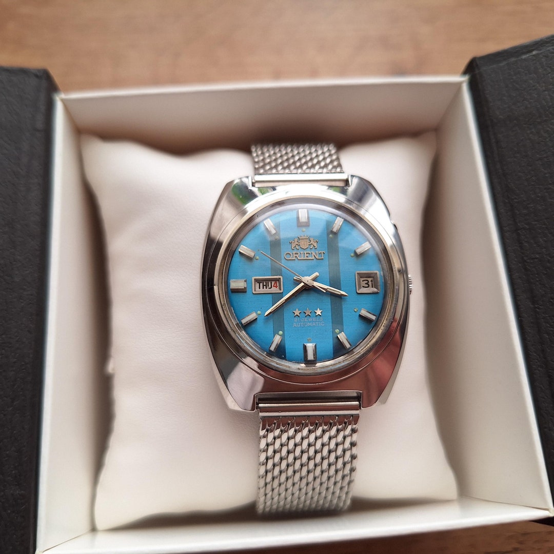 Ultra Rare Orient Crystal Watch With Two-tone Dial, Blue