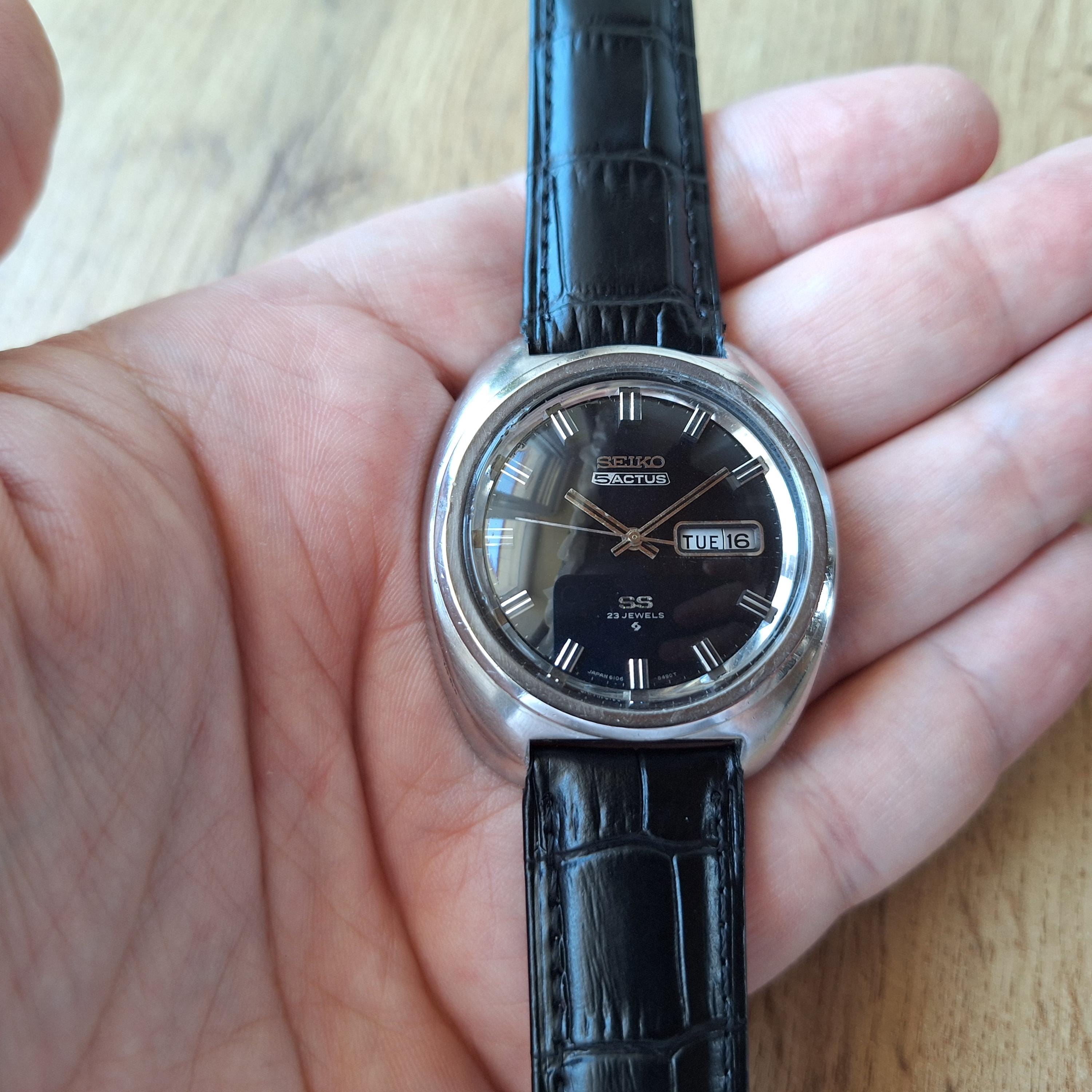 Rare SEIKO 5 Actus SS Automatic Watch Ref. 6106-8450, Vintage Rare