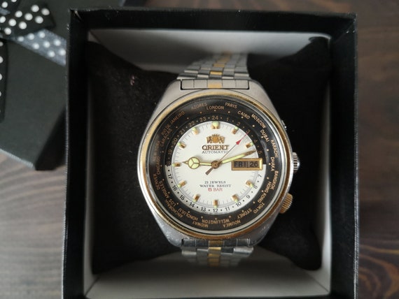 ORIENT+Automatic+World+Time+21+Jewels+469EE6-70+5+BAR for sale online